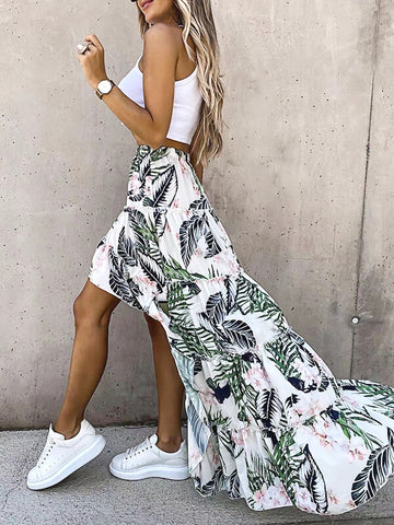 Airchics jupe longue fleurie volantée court devant longue derriere bohème femme